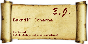 Bakró Johanna névjegykártya